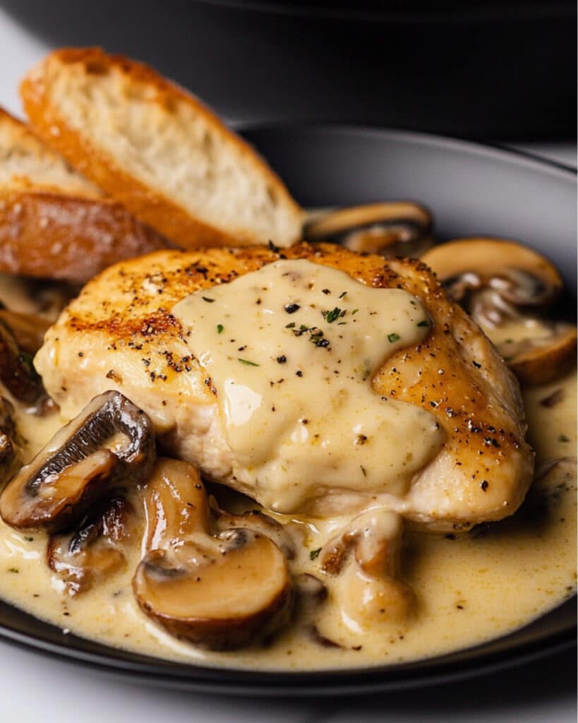 Creamy Brie Chicken & Mushrooms Recipe