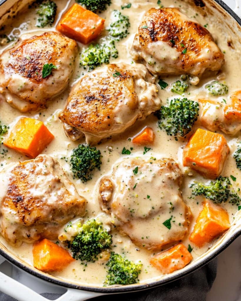 Creamy Garlic Chicken & Vegetables Recipe