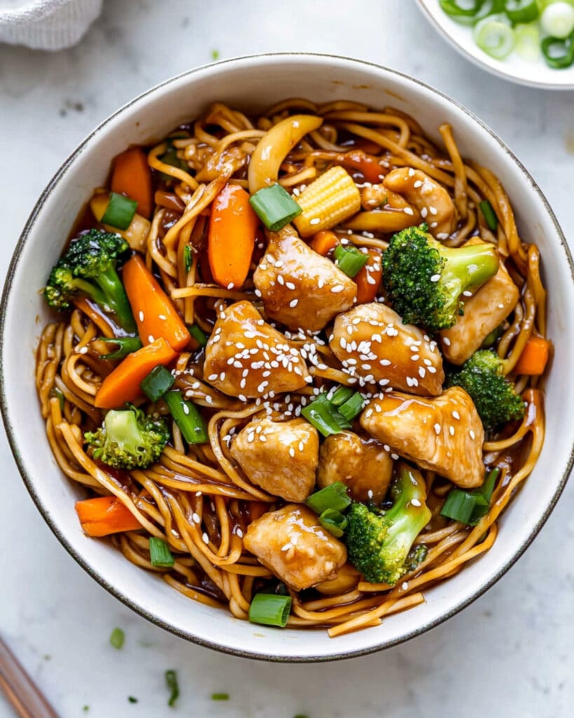 honey sesame chicken noodle bake