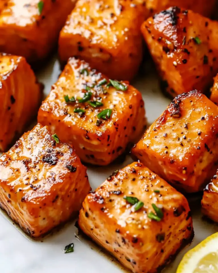 Lemon Garlic Air Fryer Salmon Bites Recipe