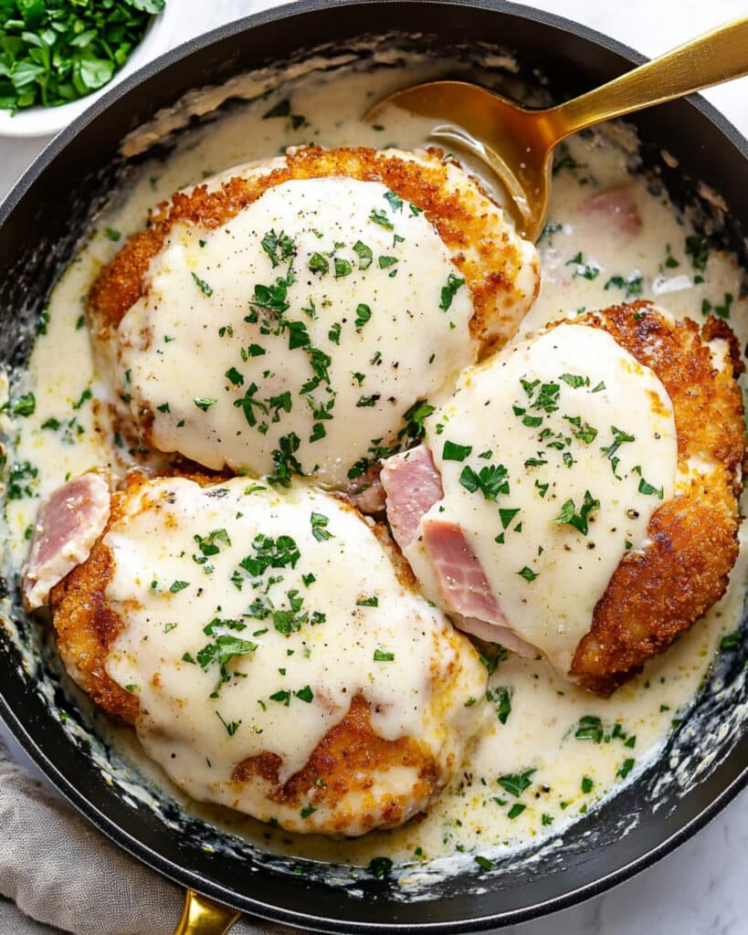 Skillet Chicken Cordon Bleu