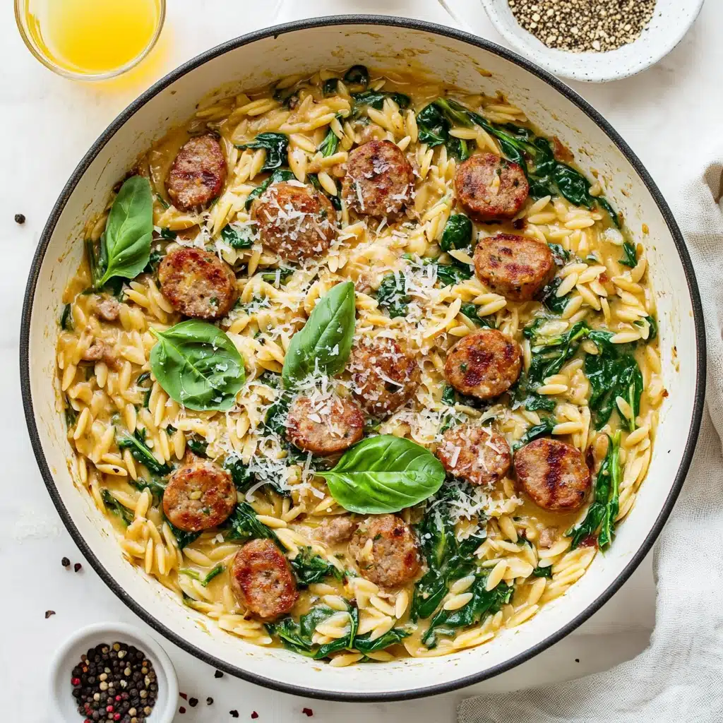 One Pan Chicken Sausage and Orzo Recipe - Recipe Image