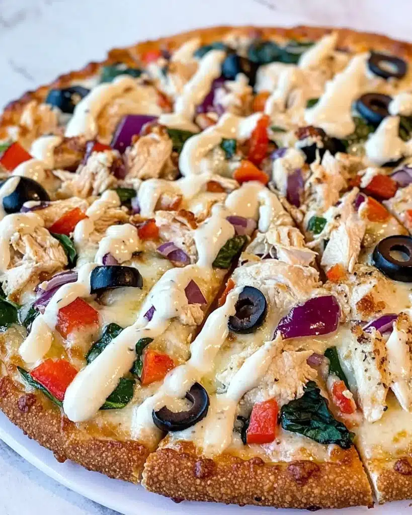 Greek Pizza with Tzatziki Drizzle Recipe