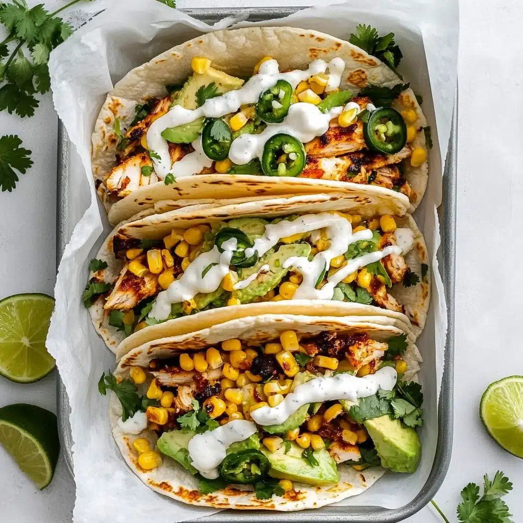 Fiery Street Corn Chicken Tacos Recipe - Recipe Image
