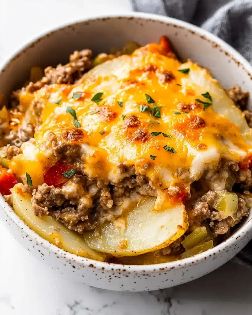 Cheesy Potato Beef Bake Recipe
