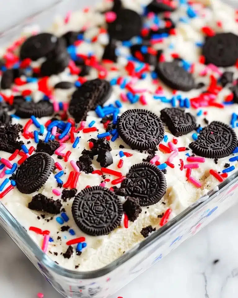 No Bake Fireworks Oreo Cheesecake Bars Recipe