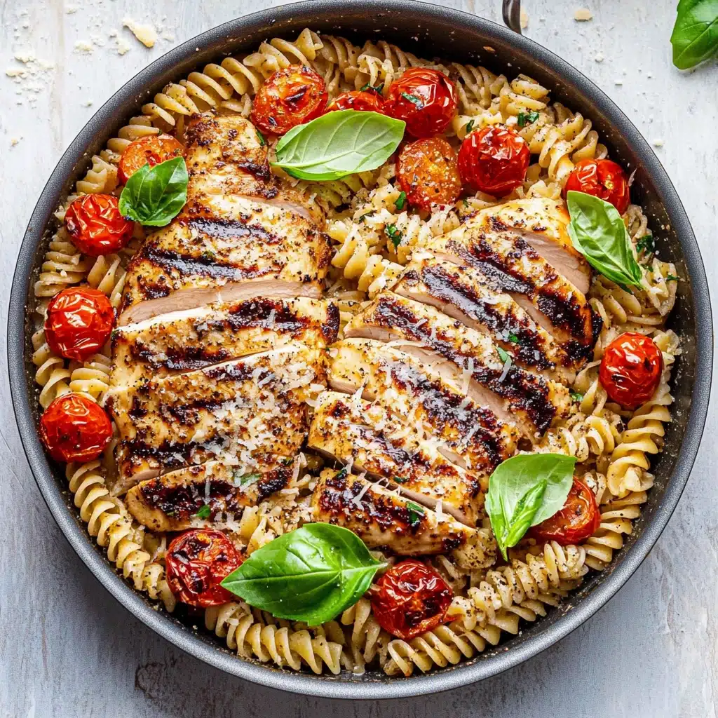 Tomato Basil Pasta with Balsamic Grilled Chicken Recipe - Recipe Image