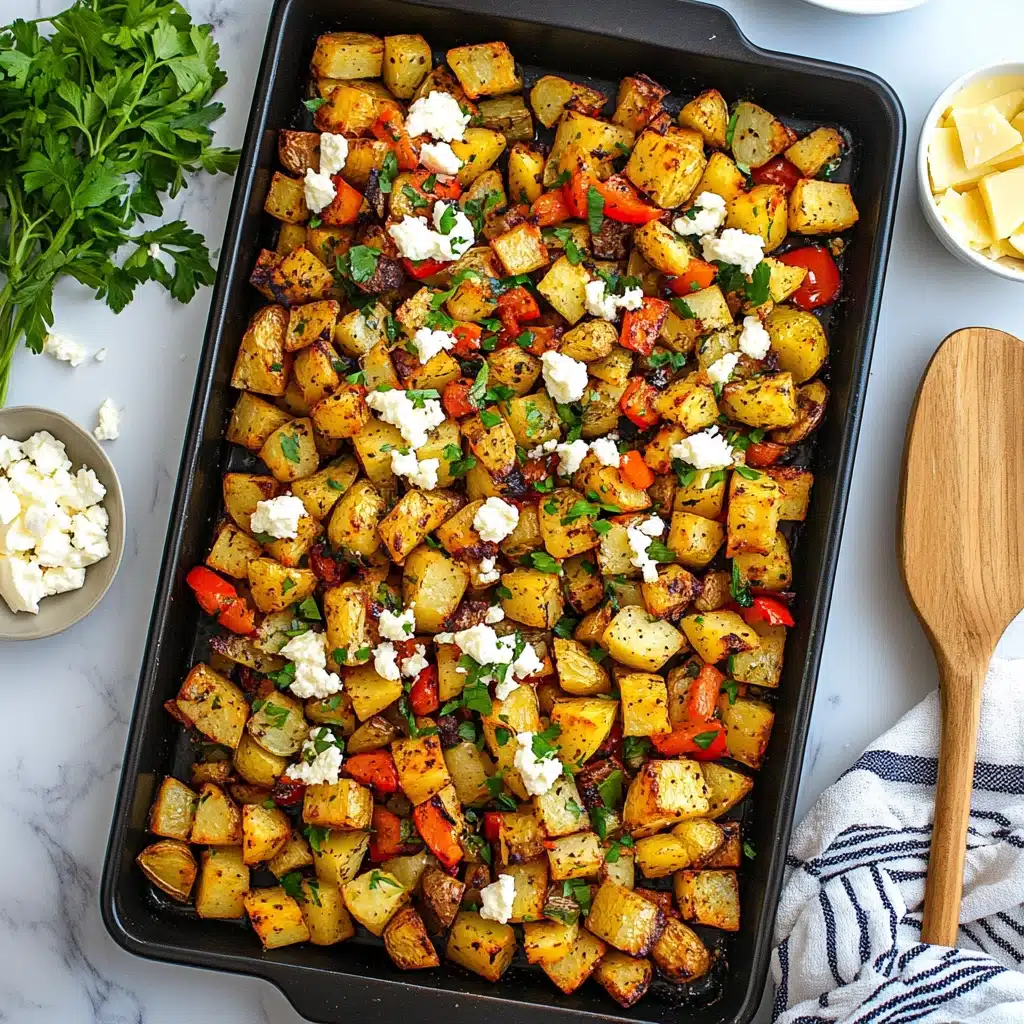Greek Roasted Potatoes With Peppers & Feta Recipe - Recipe Image