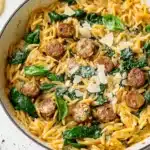 One Pan Chicken Sausage and Orzo Recipe