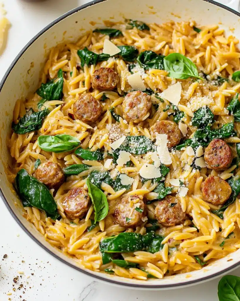 One Pan Chicken Sausage and Orzo Recipe