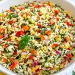 Lemony Rainbow Orzo Salad Recipe