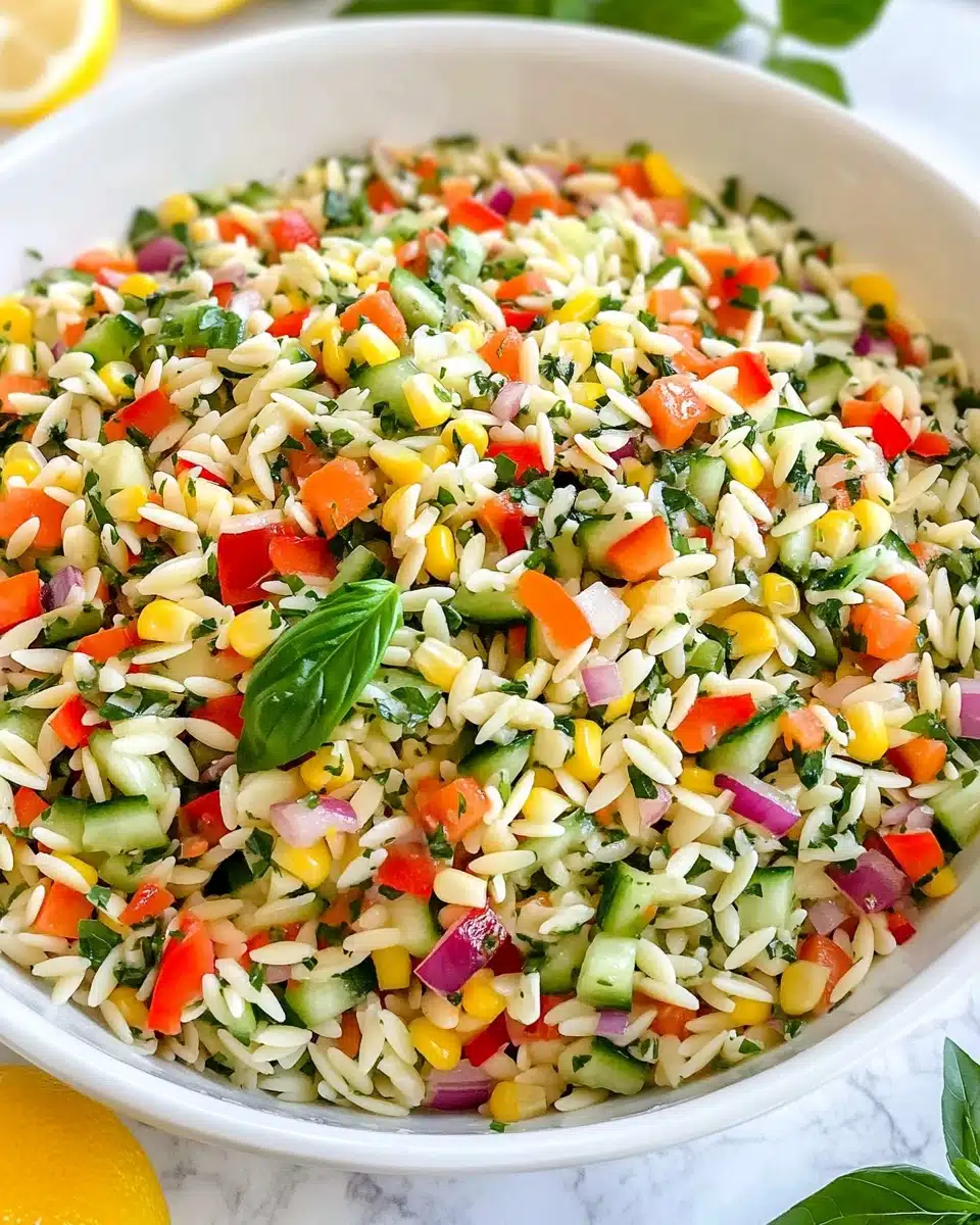 Lemony Rainbow Orzo Salad Recipe