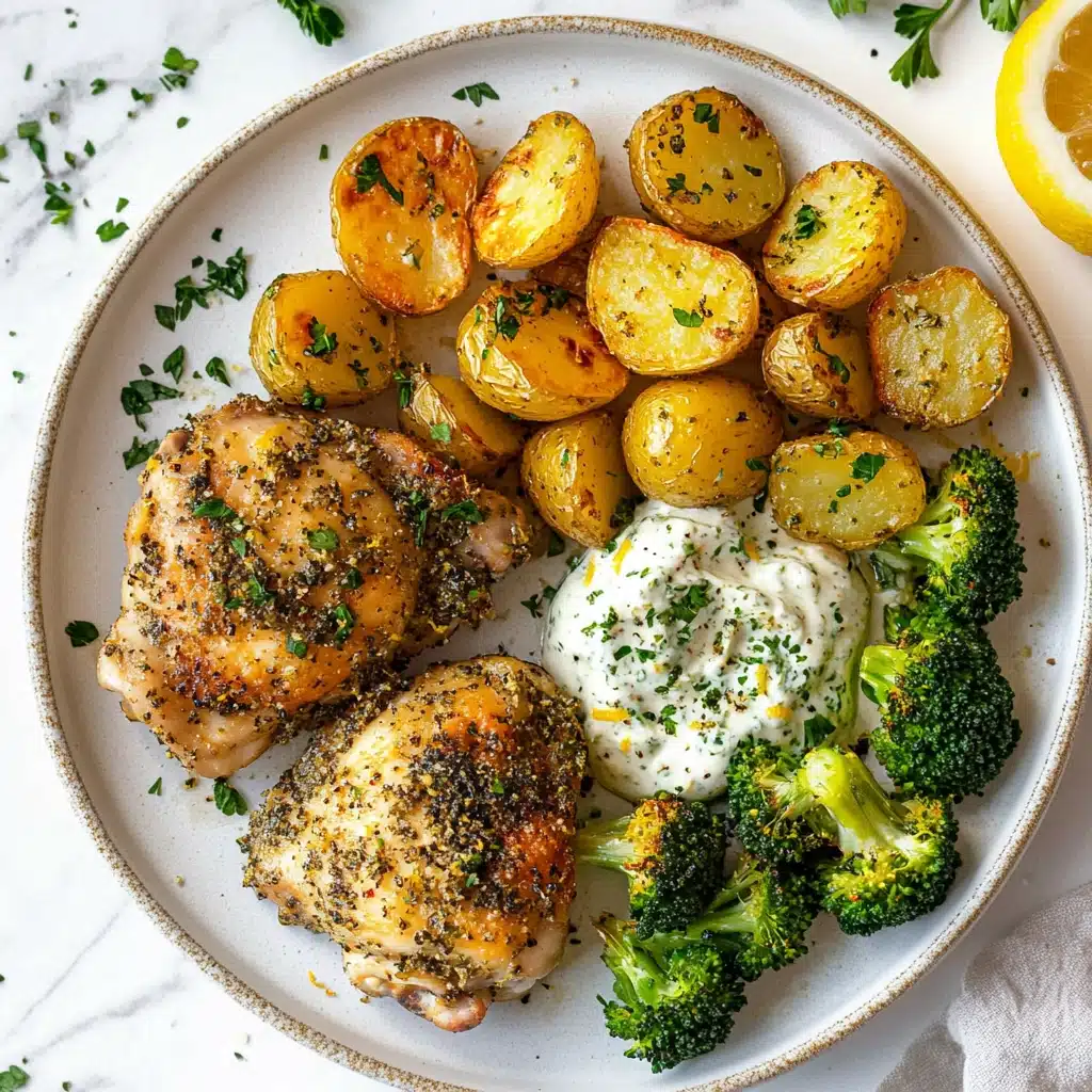 Lemon Garlic Chicken with Parmesan Herb Sauce Recipe - Recipe Image