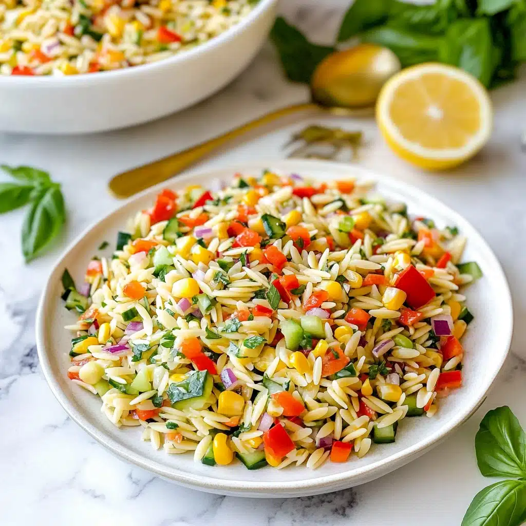 Lemony Rainbow Orzo Salad Recipe - Recipe Image