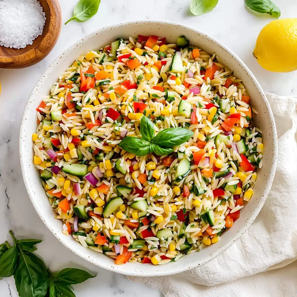 Lemony Rainbow Orzo Salad Recipe - Recipe Image