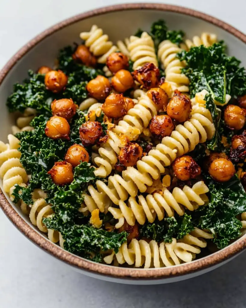 Kale Caesar pasta salad