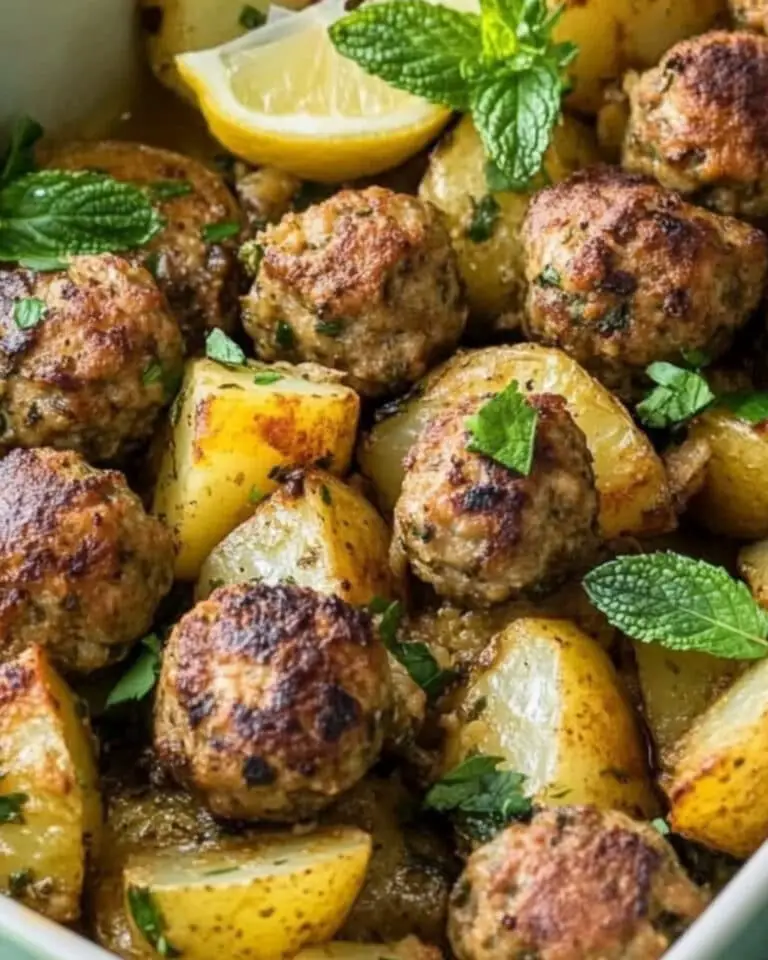 One-Pan Greek Meatballs and Potatoes Recipe