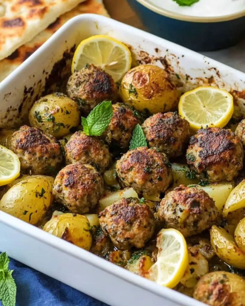 One-pan Greek meatballs and potatoes
