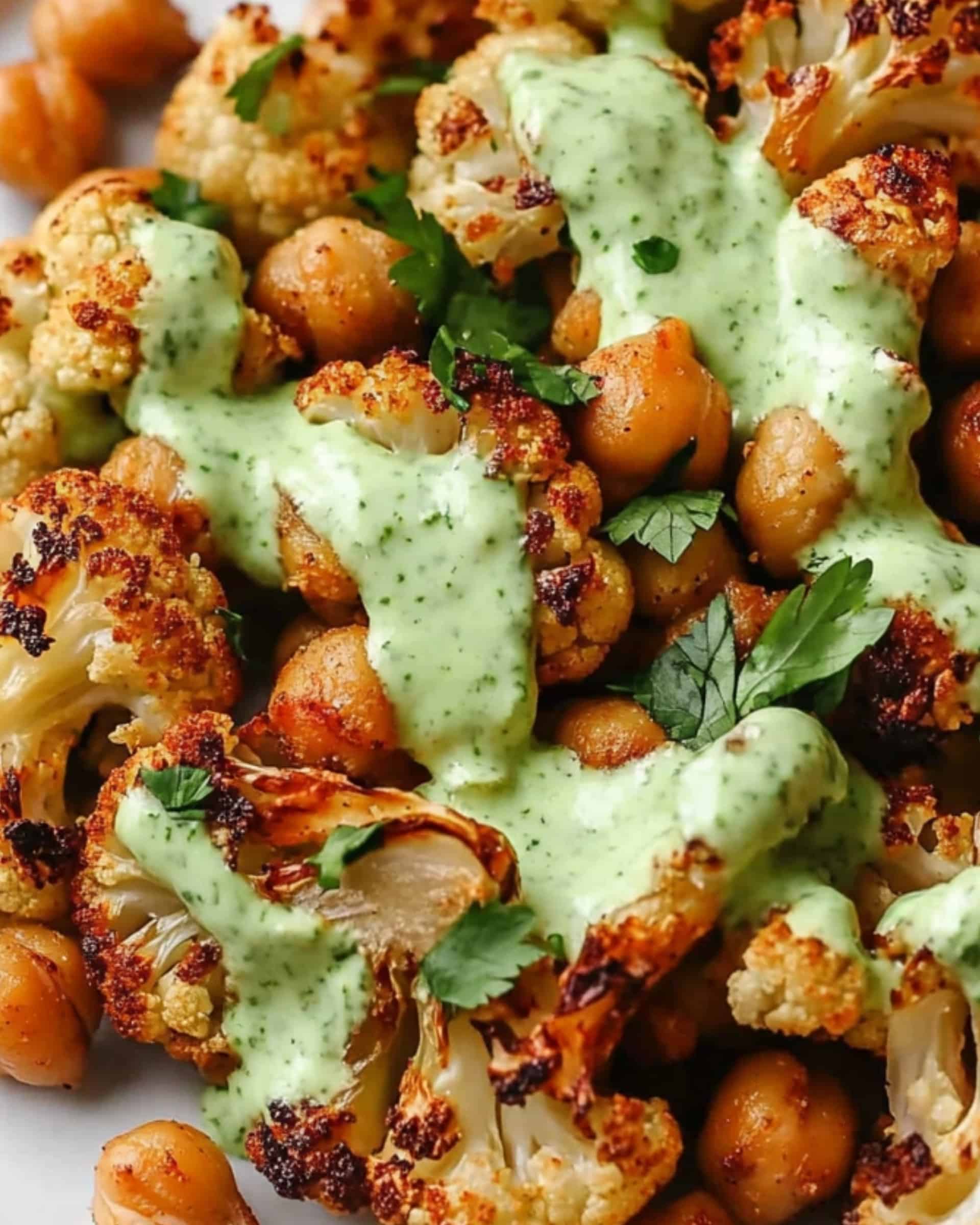 Roasted Cauliflower and Chickpeas with Herby Tahini Recipe