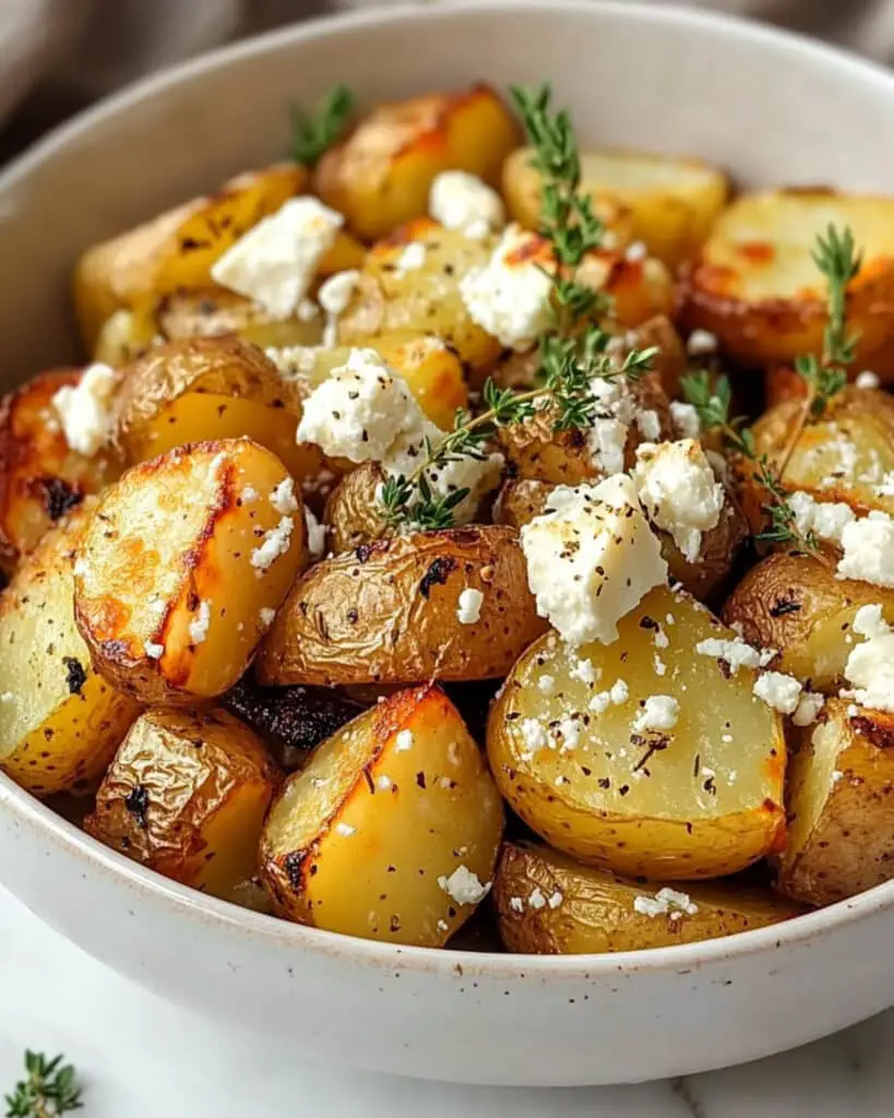 Roasted Potatoes with Baked Feta and Garlic