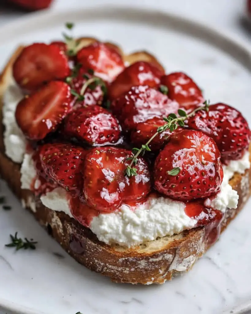 Roasted Strawberry Whipped Ricotta Toast