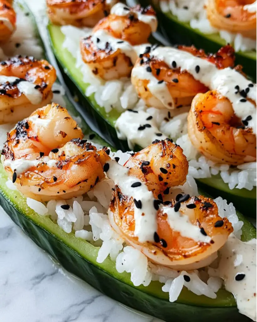 shrimp avocado cucumber boats