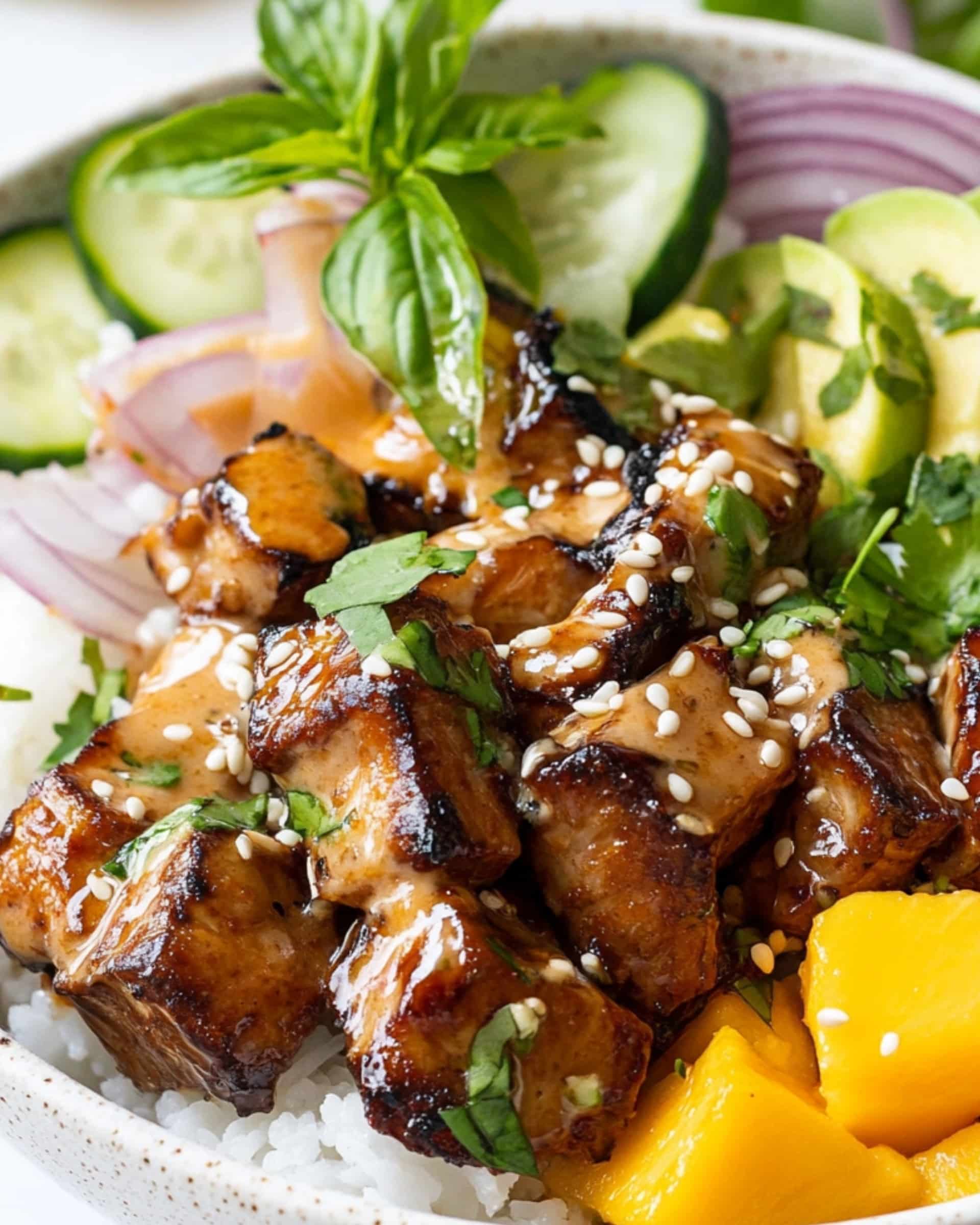 Teriyaki Salmon Rice Bowl with Mango Recipe