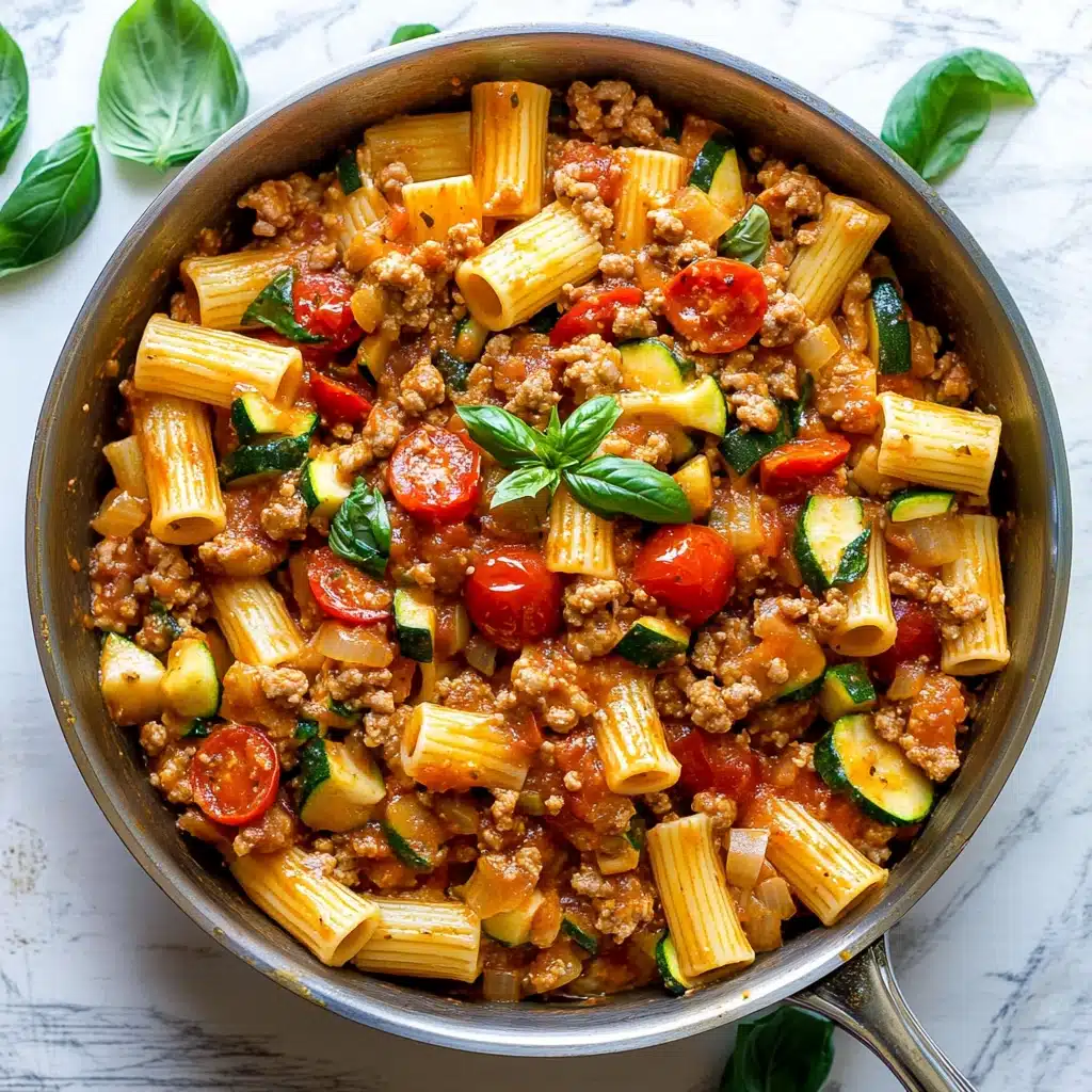 Rigatoni with Sausage, Tomatoes, and Zucchini Recipe - Recipe Image