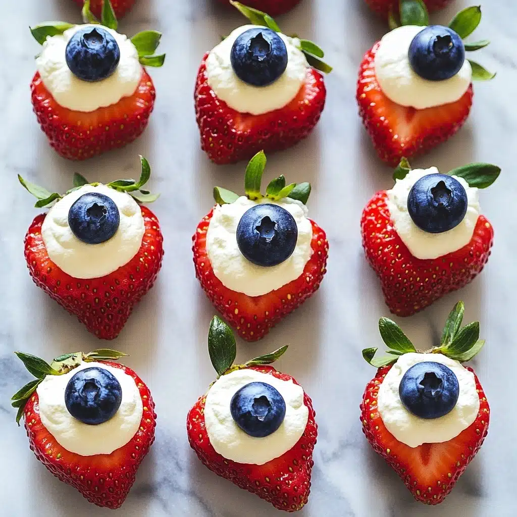 Red, White, and Blue Cheesecake Strawberries Recipe - Recipe Image