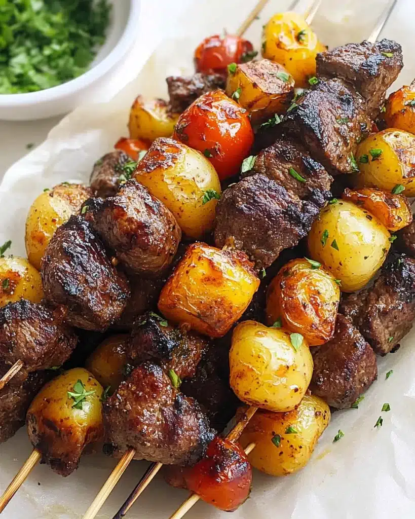 Rosemary Garlic Steak Kebabs Recipe
