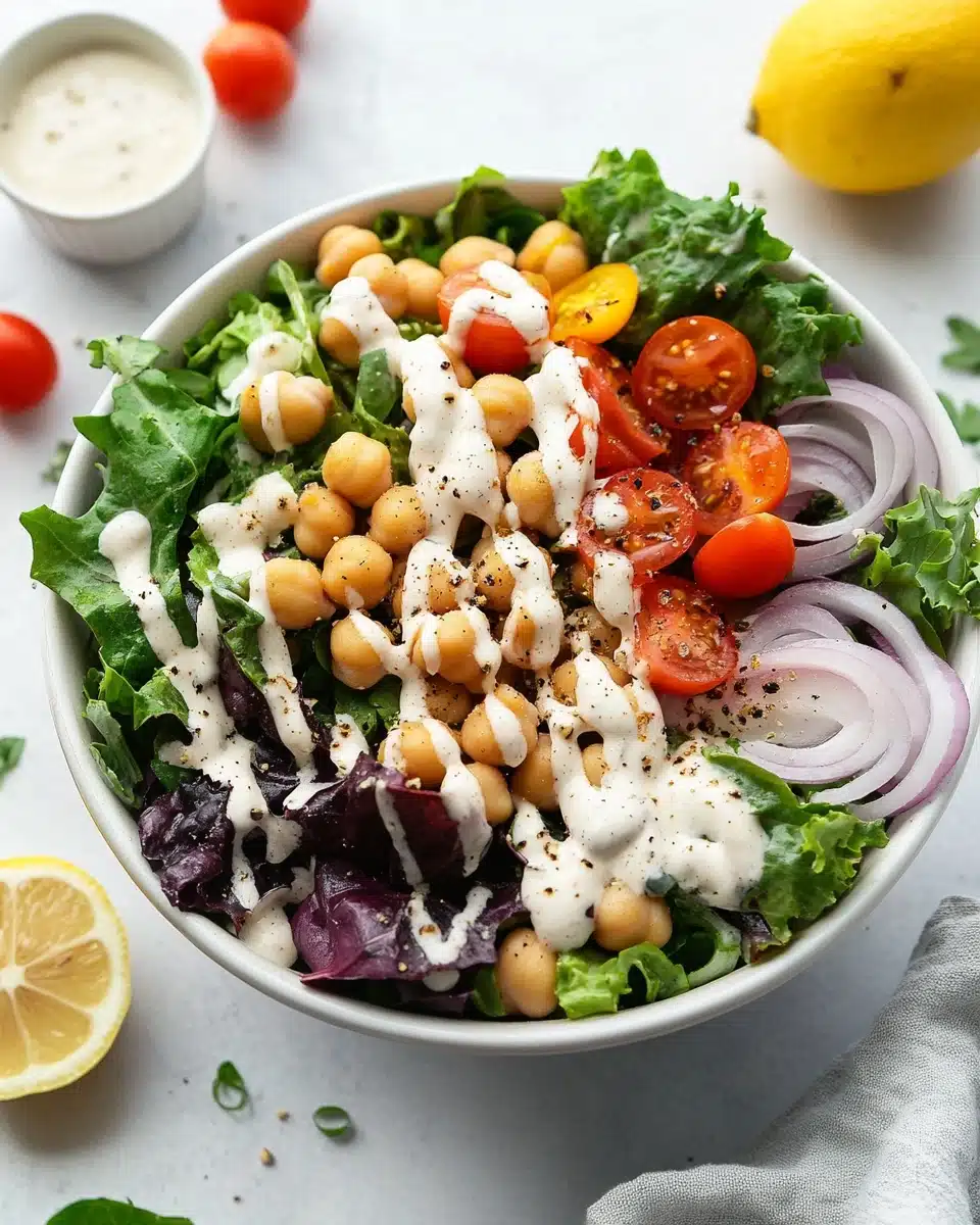 Green Salad with Lemon Tahini Dressing Recipe