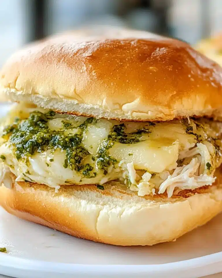 Cheesy Garlic Pesto Chicken Sliders Recipe