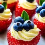 Red, White, and Blue Cheesecake Strawberries Recipe
