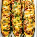 Cheesy BBQ Chicken Stuffed Zucchini Boats Recipe