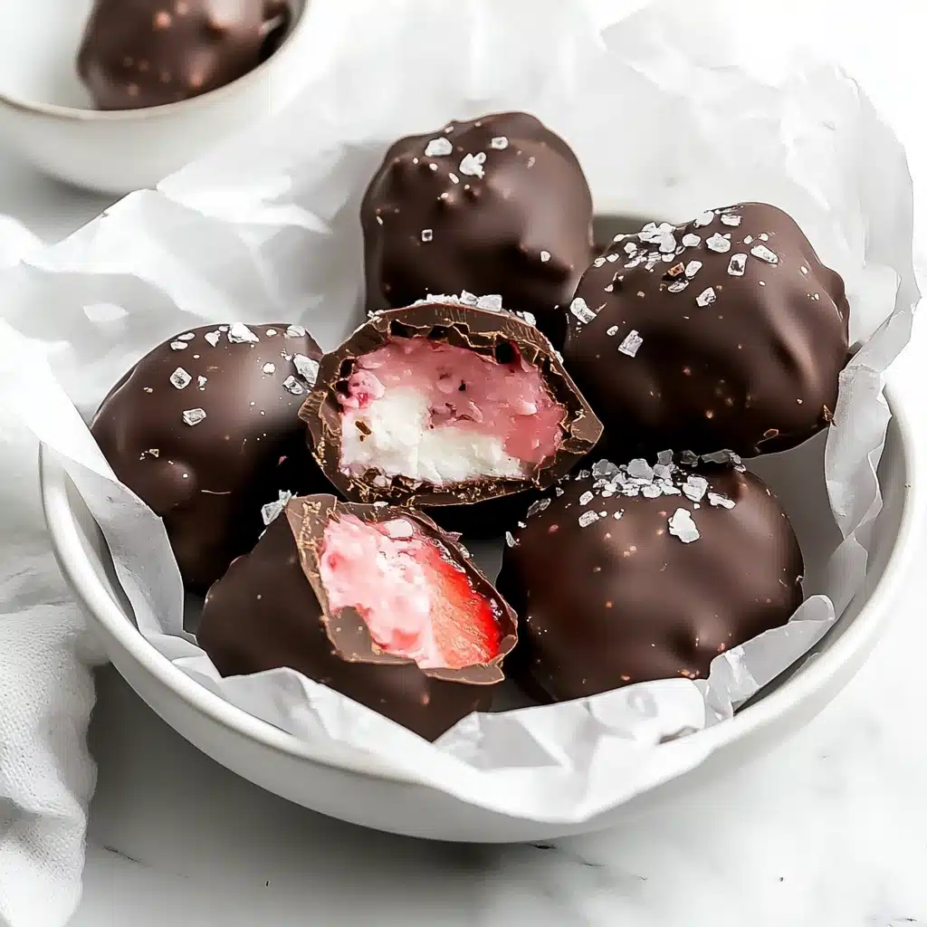 Chocolate Covered Strawberry Frozen Yogurt Bites Recipe - Recipe Image