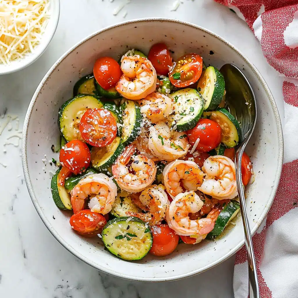 Garlic Parmesan Sheet Pan Shrimp with Zucchini Recipe - Recipe Image
