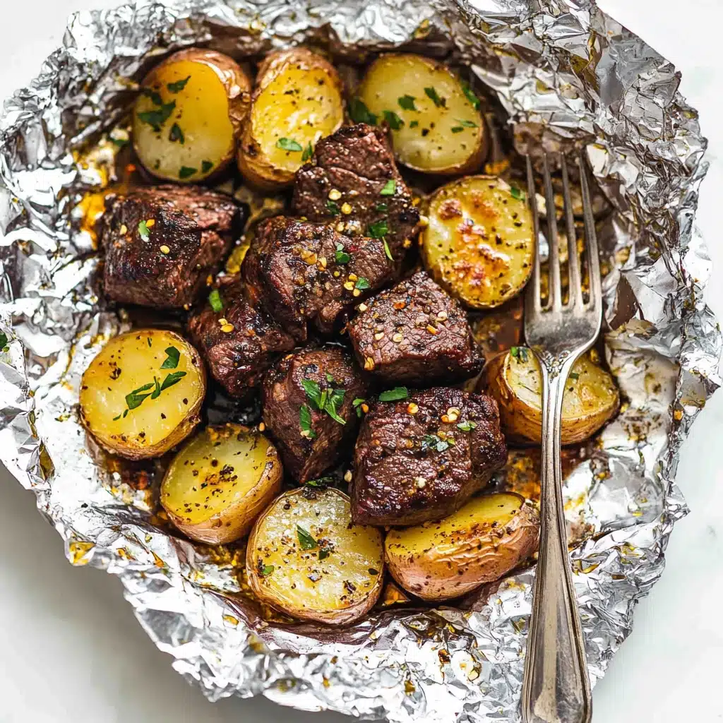 Garlic Steak and Potato Foil Packs Recipe - Recipe Image