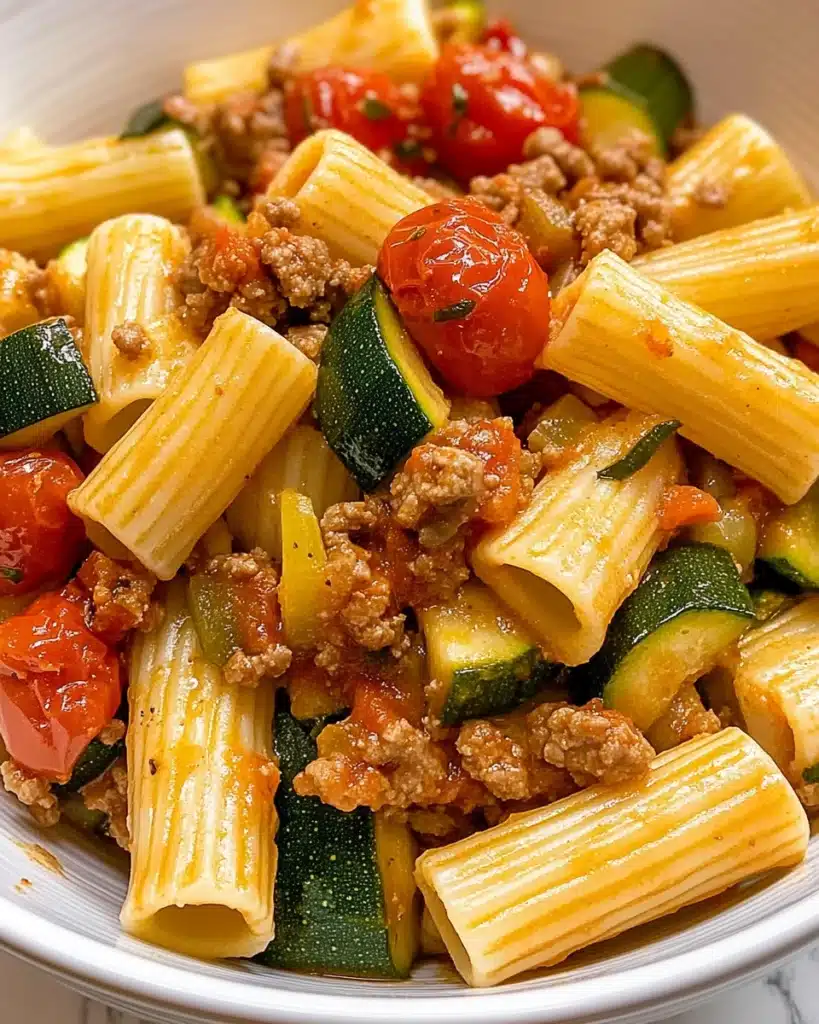 Rigatoni with Sausage, Tomatoes, and Zucchini Recipe
