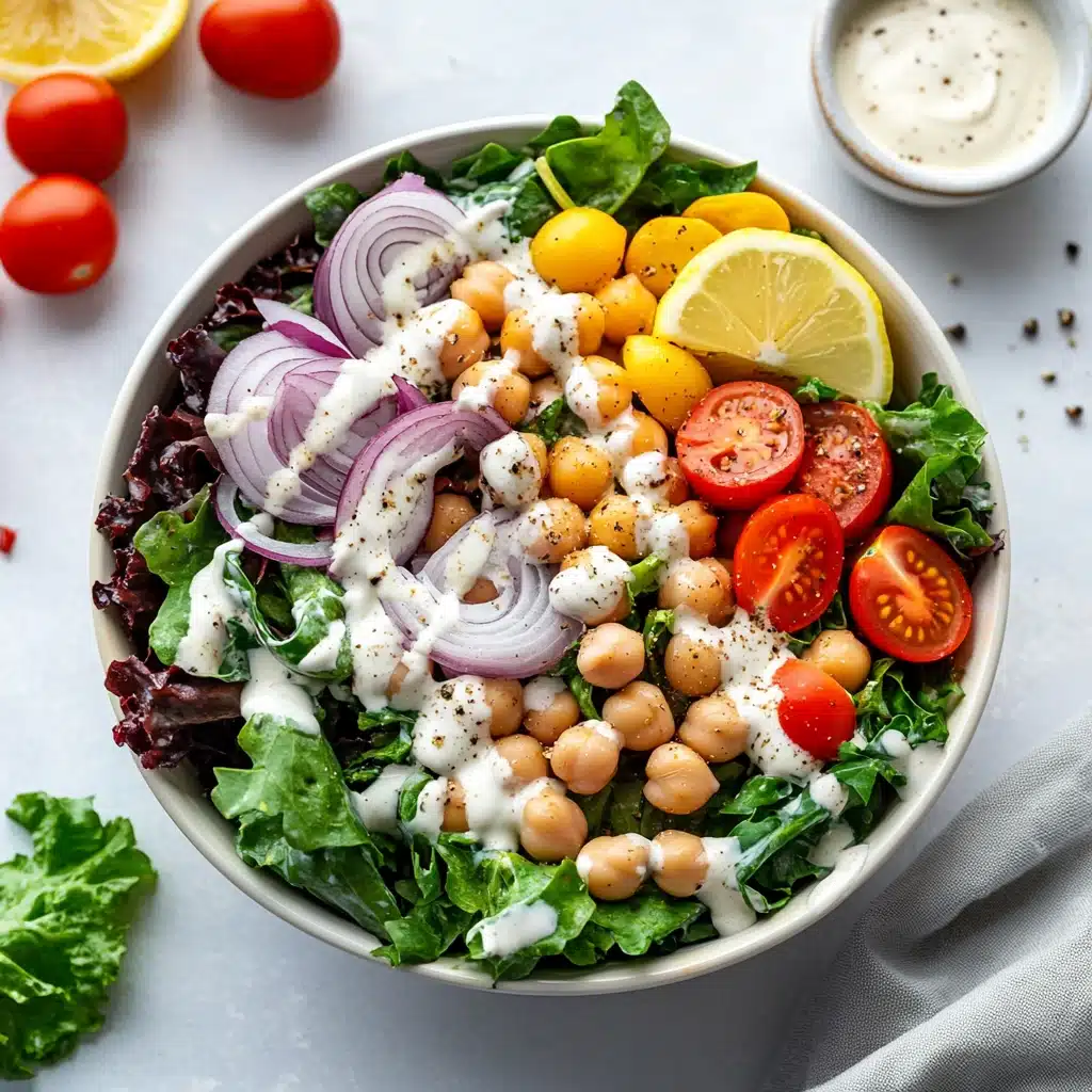 Green Salad with Lemon Tahini Dressing Recipe - Recipe Image