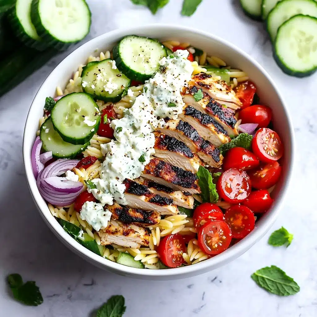 Greek Chicken Orzo Power Bowls Recipe - Recipe Image