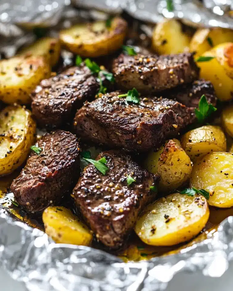 Garlic Steak and Potato Foil Packs Recipe