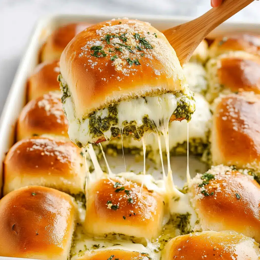 Cheesy Garlic Pesto Chicken Sliders Recipe - Recipe Image