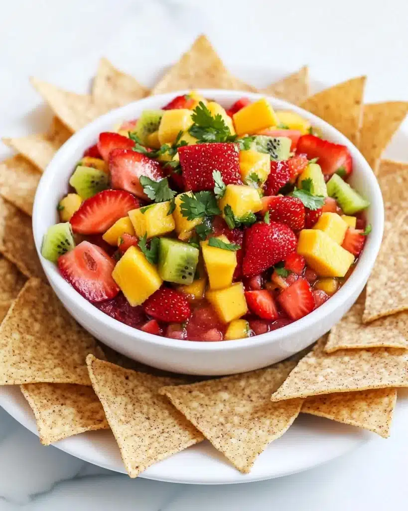 Strawberry Mango Salsa with Cinnamon-Sugar Tortilla Chips Recipe