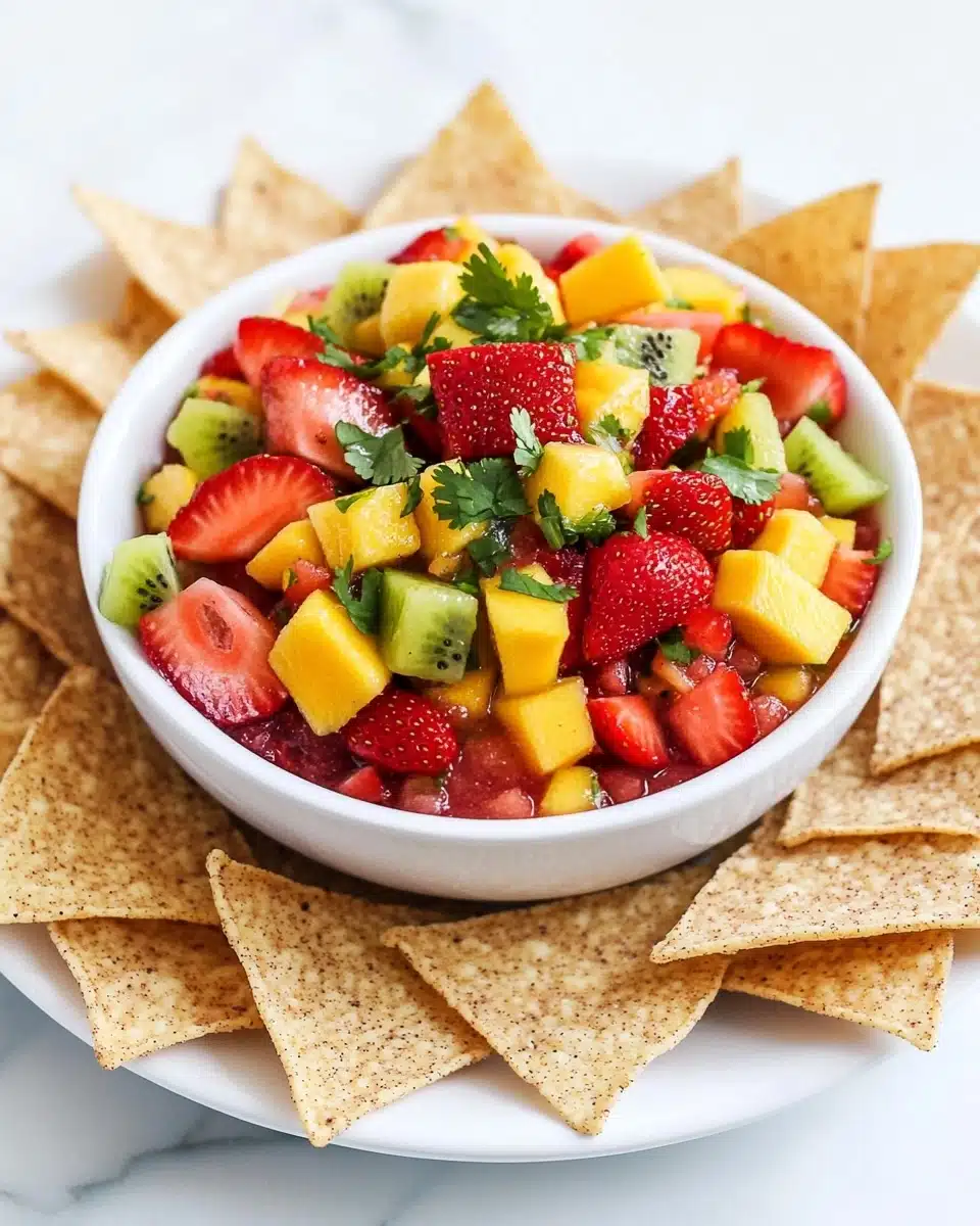 Strawberry Mango Salsa with Cinnamon-Sugar Tortilla Chips Recipe