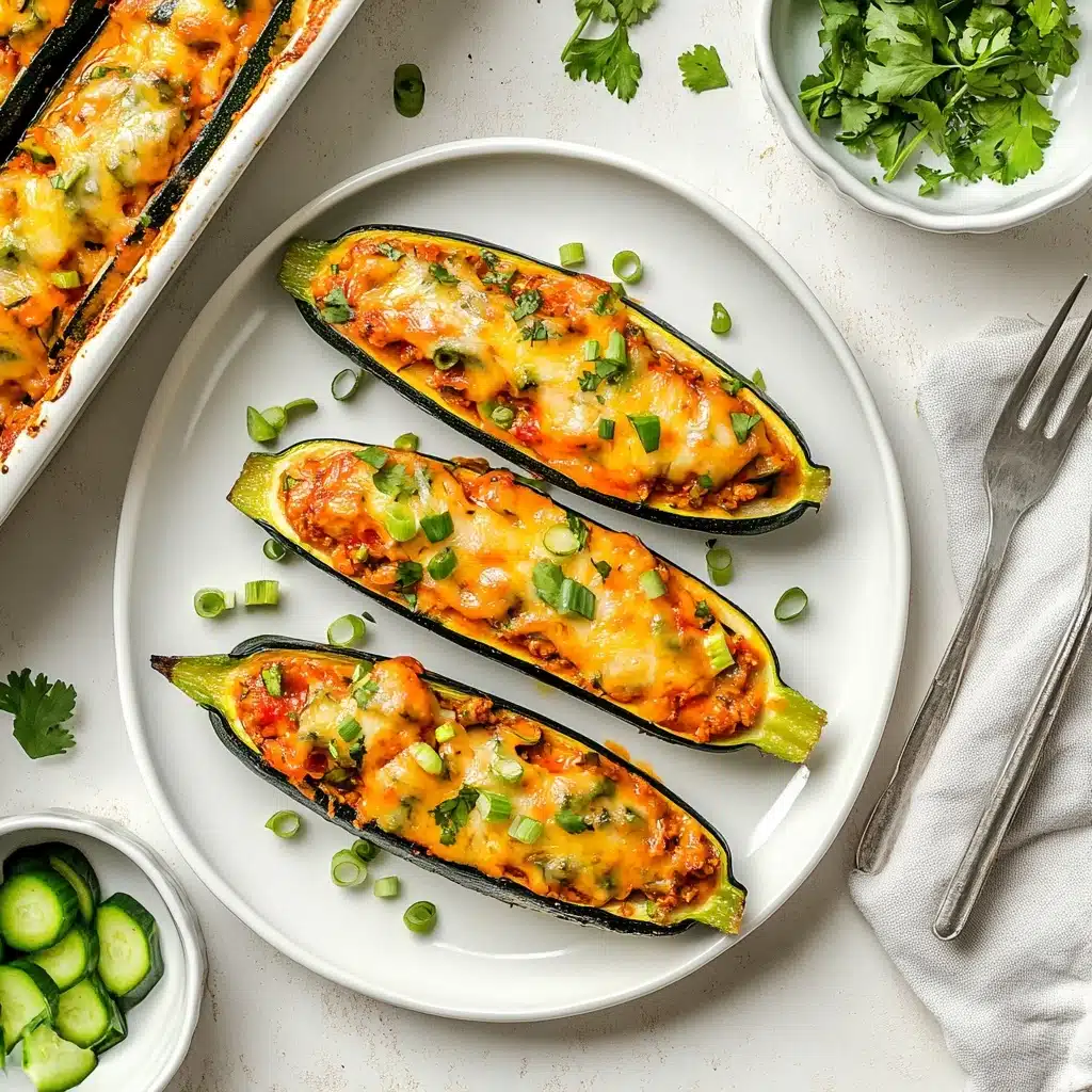Cheesy BBQ Chicken Stuffed Zucchini Boats Recipe - Recipe Image