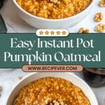 Instant Pot Steel Cut Pumpkin Oatmeal Recipe