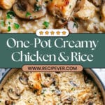 One Pot Creamy Parmesan Chicken with Mushroom Rice Recipe