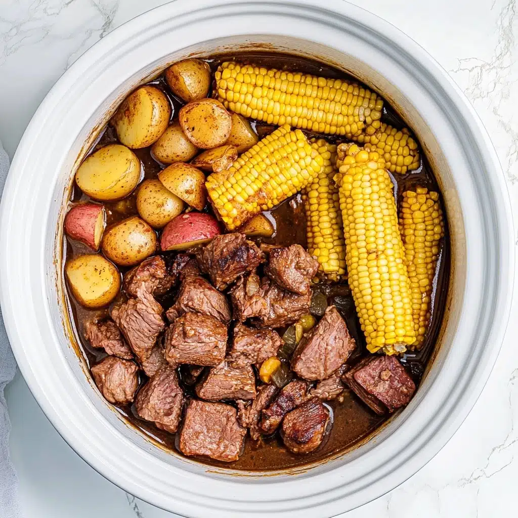 Slow Cooker Steak, Potatoes, and Corn Recipe - Recipe Image