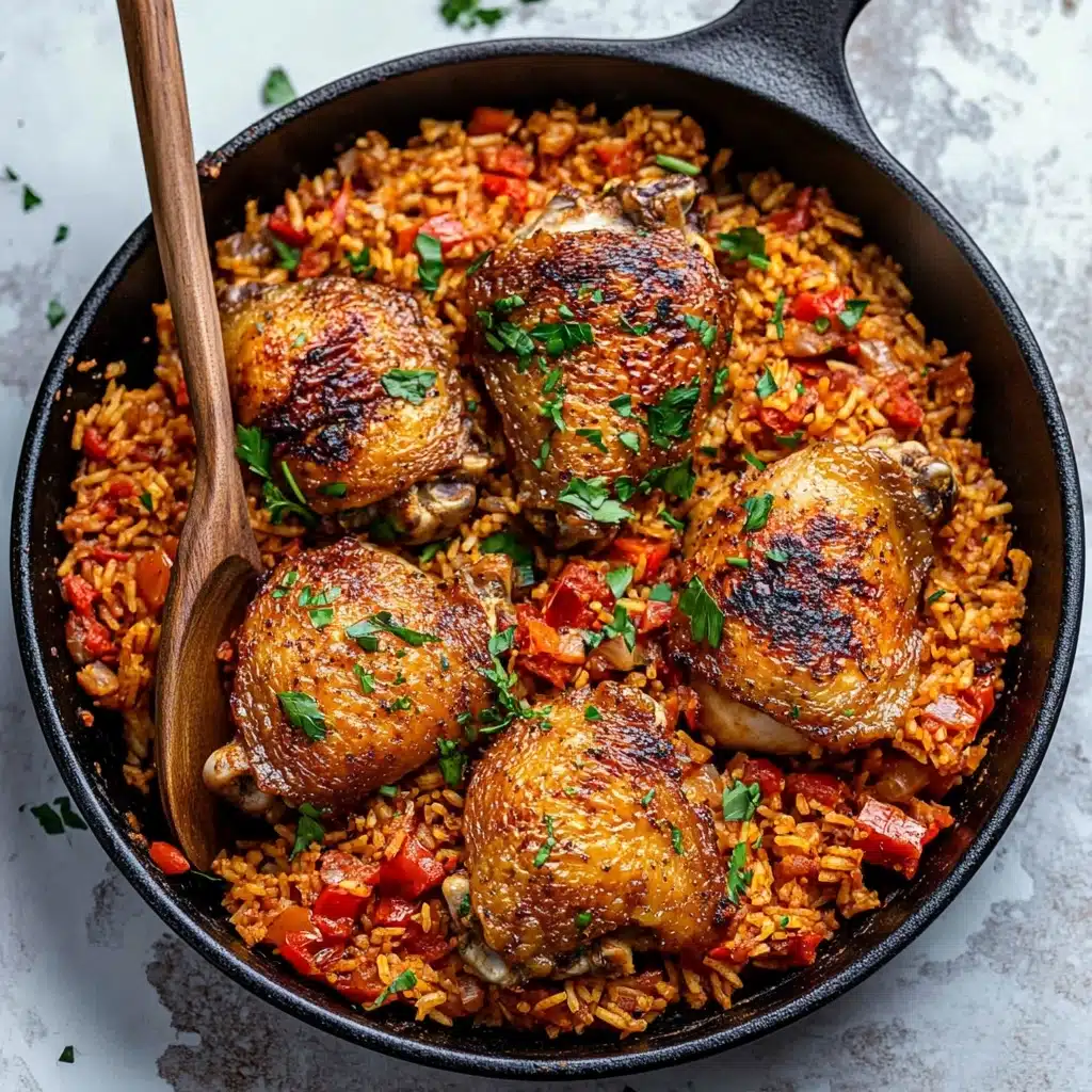 One Pan Tomato Basil Chicken and Rice Recipe - Recipe Image