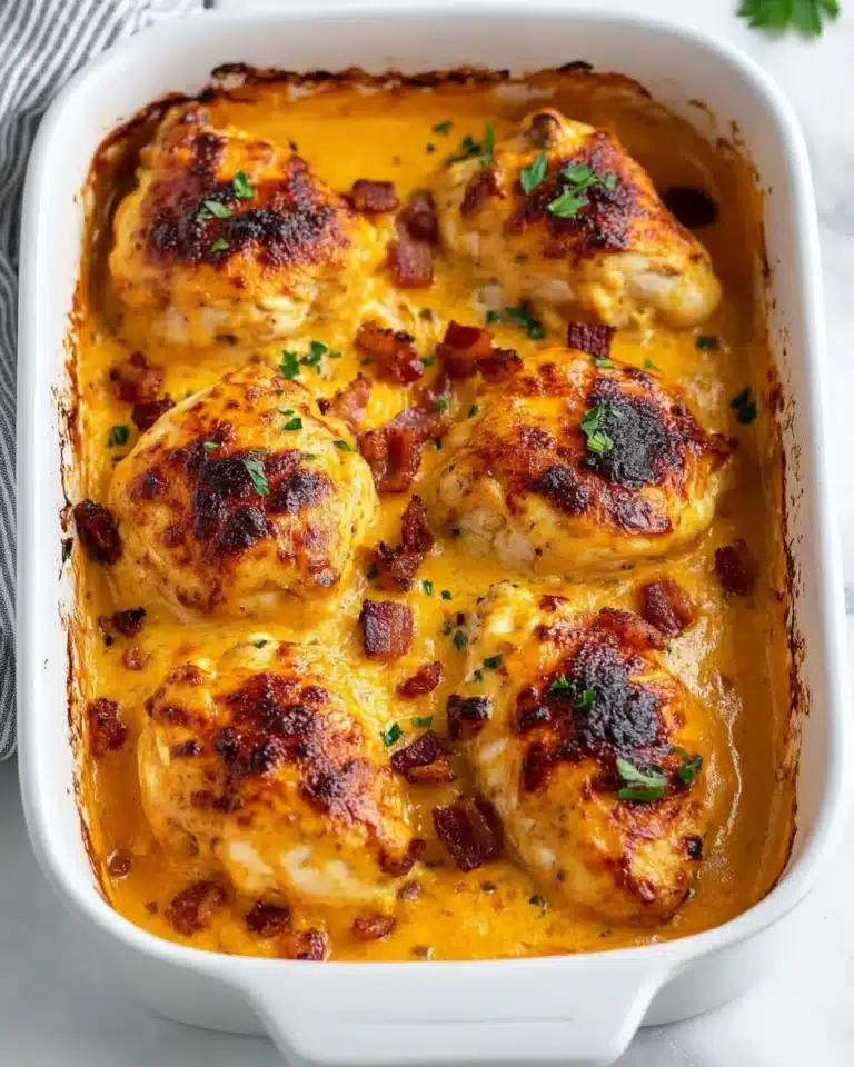 Creamy Smothered Southern-Style Chicken with Cheddar and Bacon Recipe